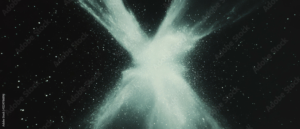 Poster Exploration of abstract dust texture with luminous light in an empty center on a dark background