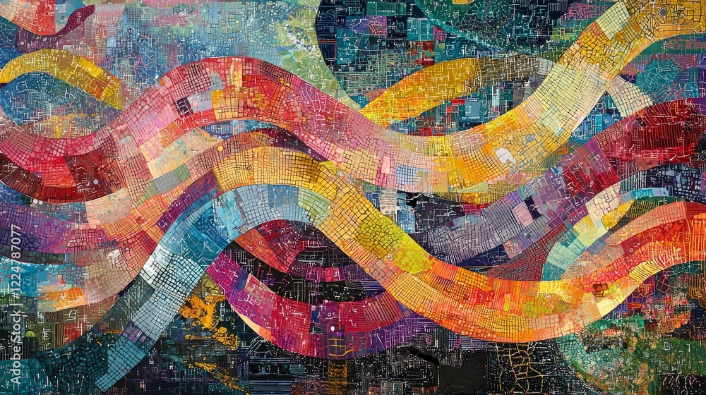 Poster intertwined digital connections and data lines in a cyberspace communication environment