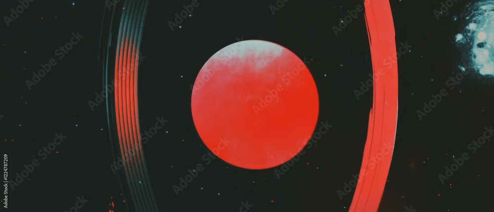 Poster abstract representation of film with vibrant colors and empty center space against dark background