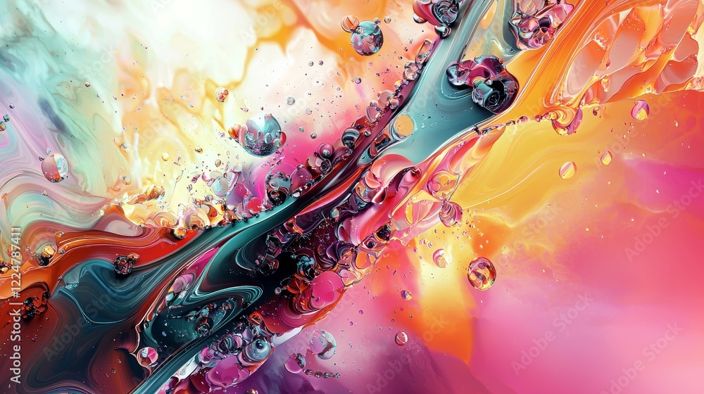 Poster fluid digital networks bright abstract backgrounds in cyberspace technology and connection