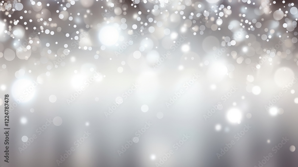 Poster elegant silver bokeh background with soft glimmers and blurred lights creating a dreamy atmosphere f