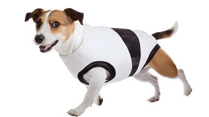 Playful Jack Russell Terrier with White Coat and Smart Suit Isolated on White Background, Energetic and Charming Dog Breed Perfect for Pet Photography and Stock Images