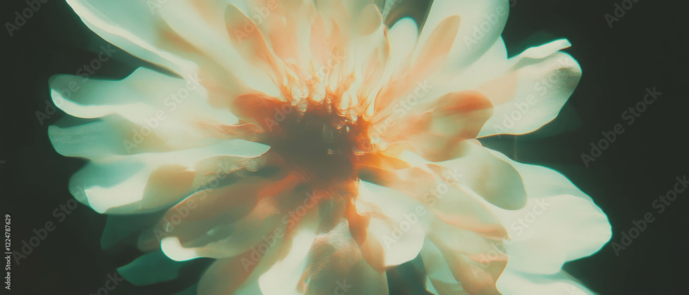 Poster vibrant abstract floral design with central space on a black background showcasing intricate shapes