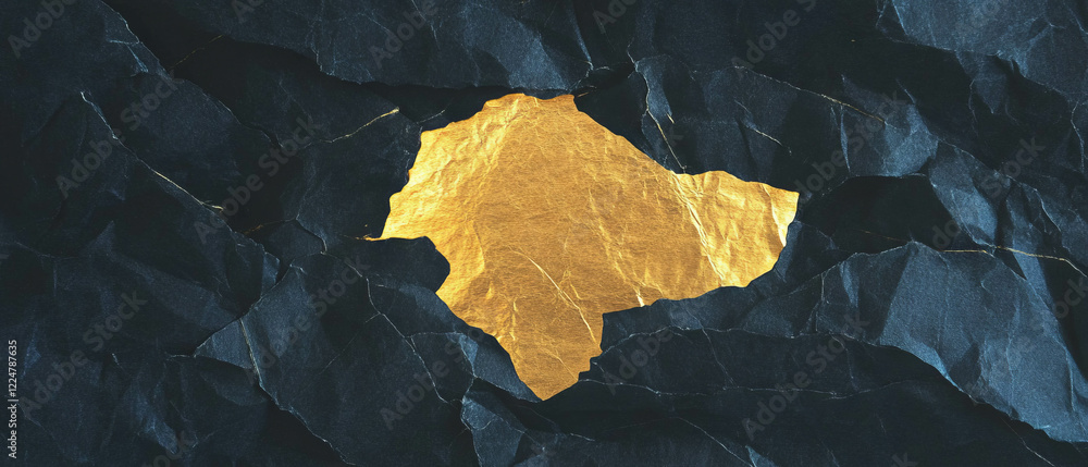 Poster Overlay of abstract shapes and textured paper on a dark background creates a striking visual effect