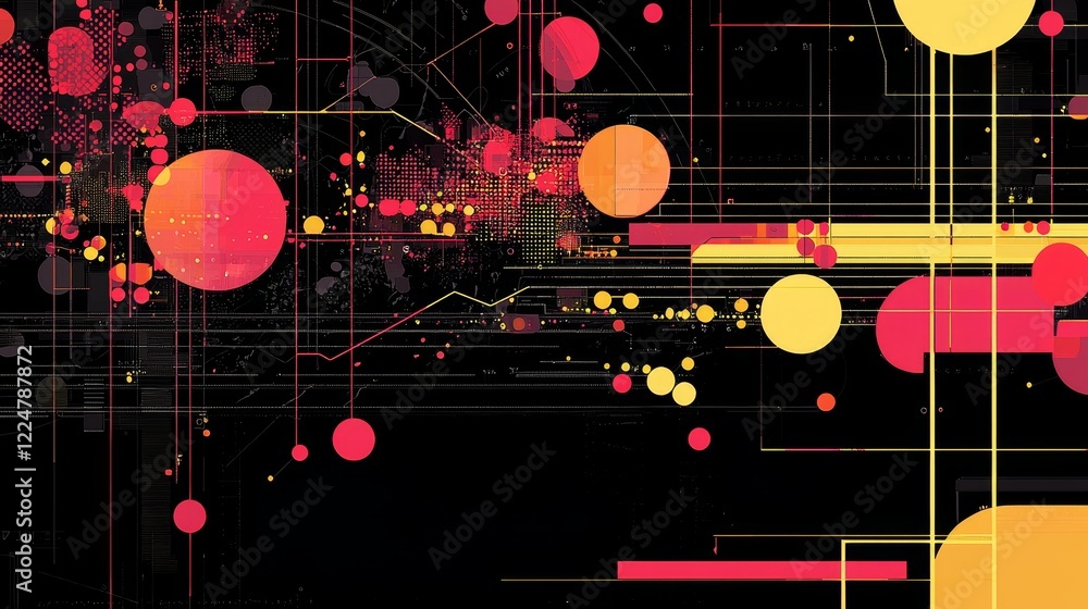 Poster exploring cyberspace geometric data visualization and digital connections