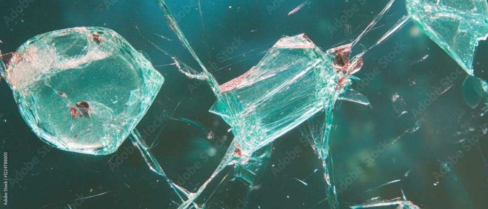 Poster angular broken glass overlay texture with focal design against dark background