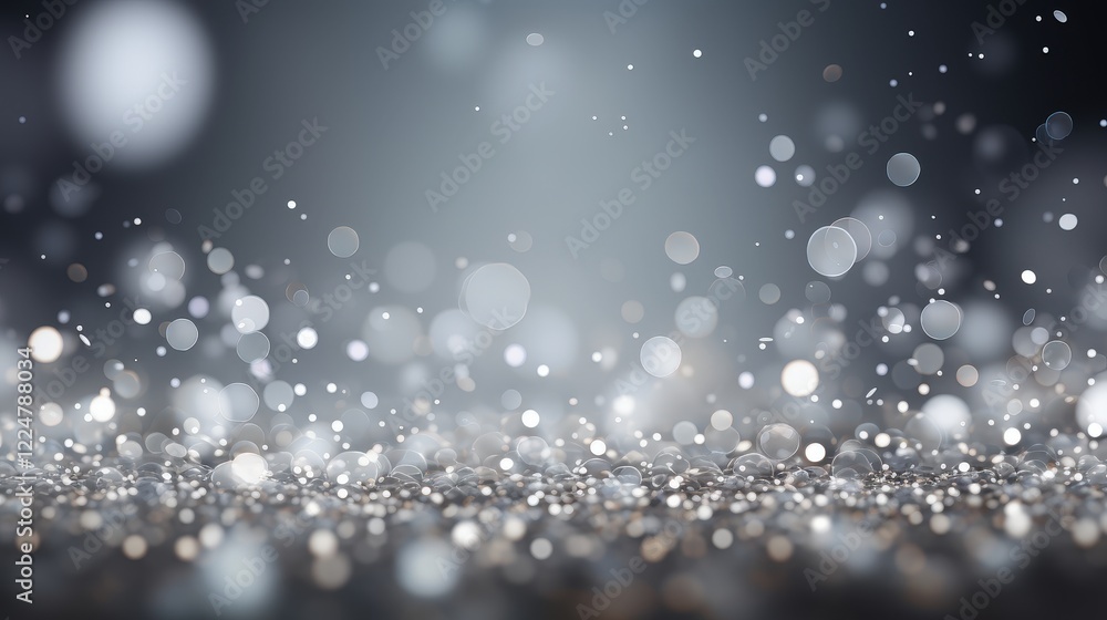 Poster elegant silver bokeh background with soft focus and sparkling particles creating a dreamy atmosphere