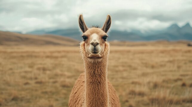 Gentle Llama in the Andes Mountains
