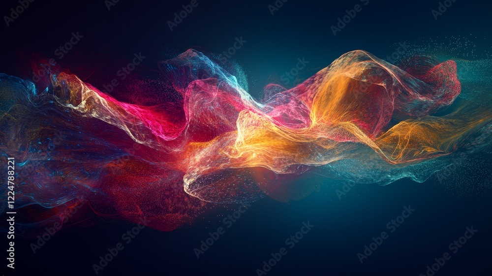 Poster illuminated abstracts exploring digital connections in technology and communication