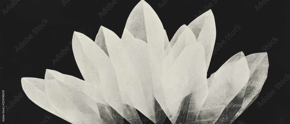Aufkleber Geometric design of angular triangular petals with a central focal point on a dark background