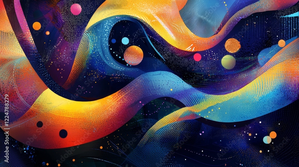 Poster abstract networks in cyberspace illuminated pathways of digital communication