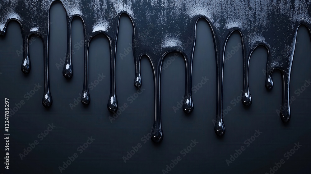 Aufkleber dark liquid drips down a smooth surface creating a glossy texture and abstract design