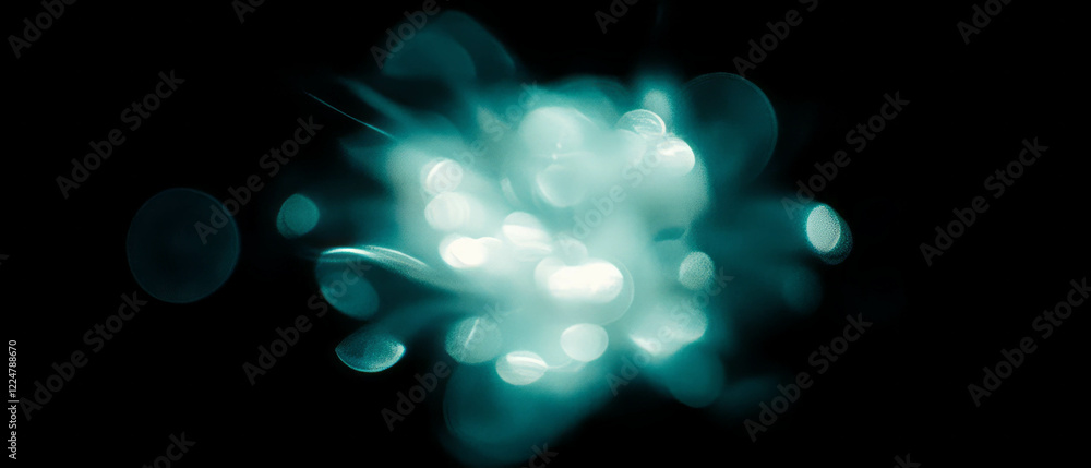 Poster bokeh lights create a dreamy atmosphere with soft circles against a dark background