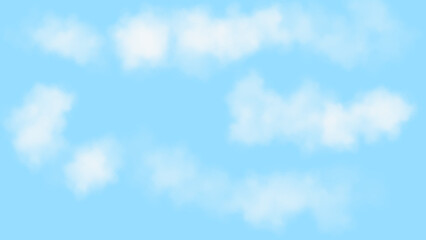 Fluffy white clouds on a bright blue sky background, serene and peaceful atmosphere