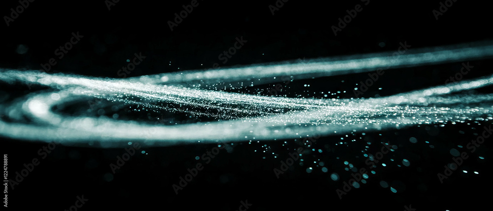 Poster Bright light trails create dynamic streaks against a black background for visual impact