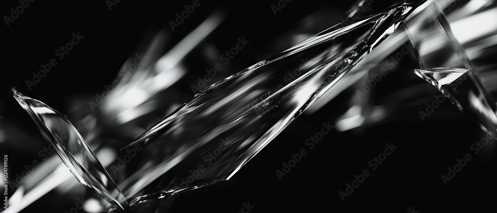 Aufkleber Broken glass overlay texture with sharp points and space for message on black background
