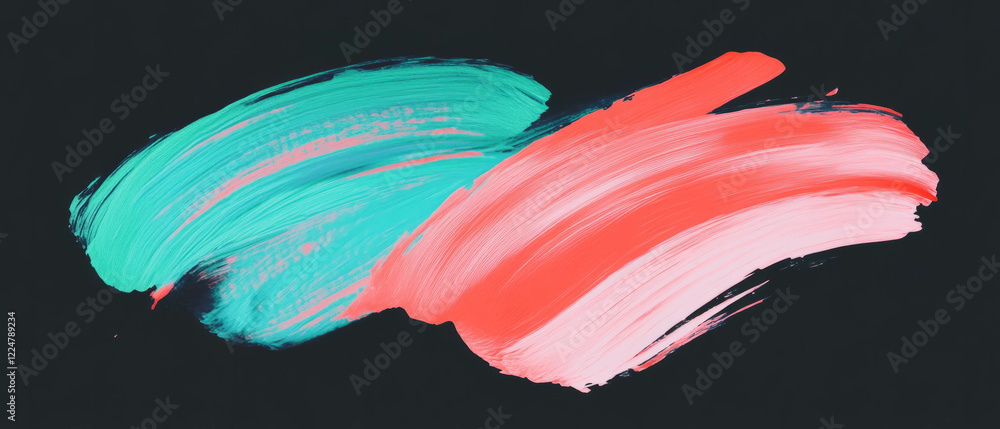 Poster Brushstrokes create abstract shapes and compositions on black background
