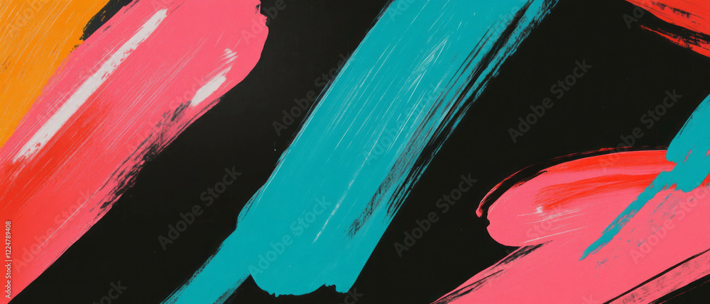 Poster dynamic brushstrokes create an energetic texture against a black background