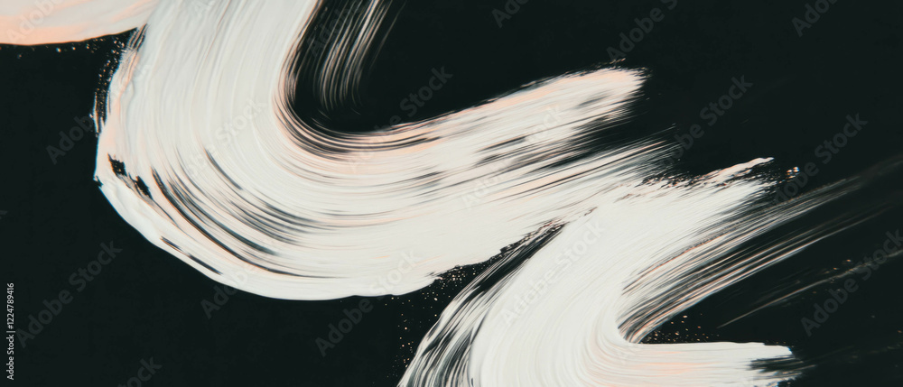 Poster Energetic brushstrokes create dynamic textures on a black background