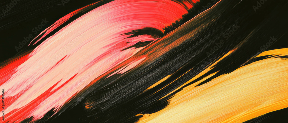 Poster Dynamic brushstrokes create an energetic overlay texture against a black background