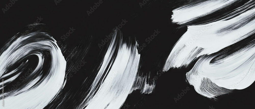 Aufkleber curved brushstrokes with smooth transitions on a black background create an organic texture