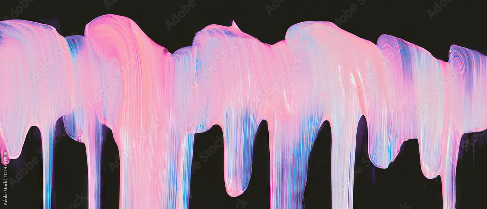 Poster vibrant brushstrokes create dynamic liquid texture on a black background