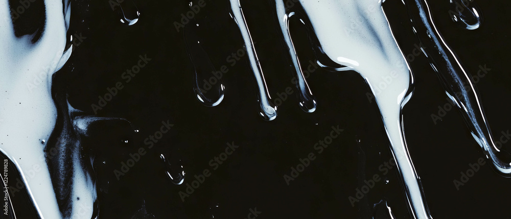 Poster dynamic brushstroke texture with dripping paint effect on black background showcasing fluid movement