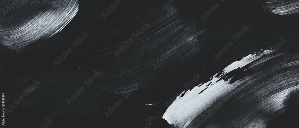 Poster brushstrokes with dry brush effect create a textured backdrop on a black canvas