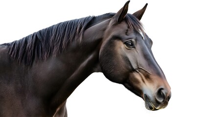 Tennessee Walking Horse with Smooth Black Coat, Isolated on White Background, Elegant Horse, Black Horse, Sleek Coat, Graceful Walking Horse, Beautiful Equine, Horse Close-Up, Tennessee Walking Horse 