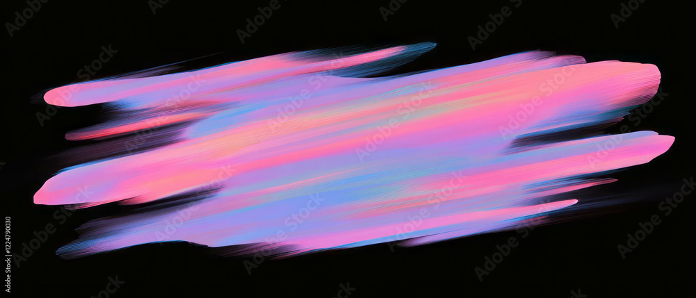 Poster Vibrant brushstrokes create a gradient texture on a black background in a stunning display of color