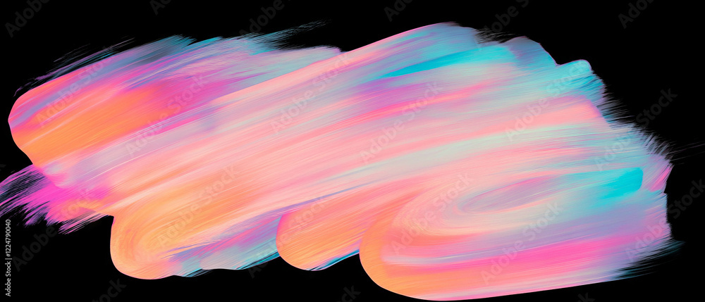 Poster brushstroke overlay with vibrant gradient colors on a black background enhancing artistic expression