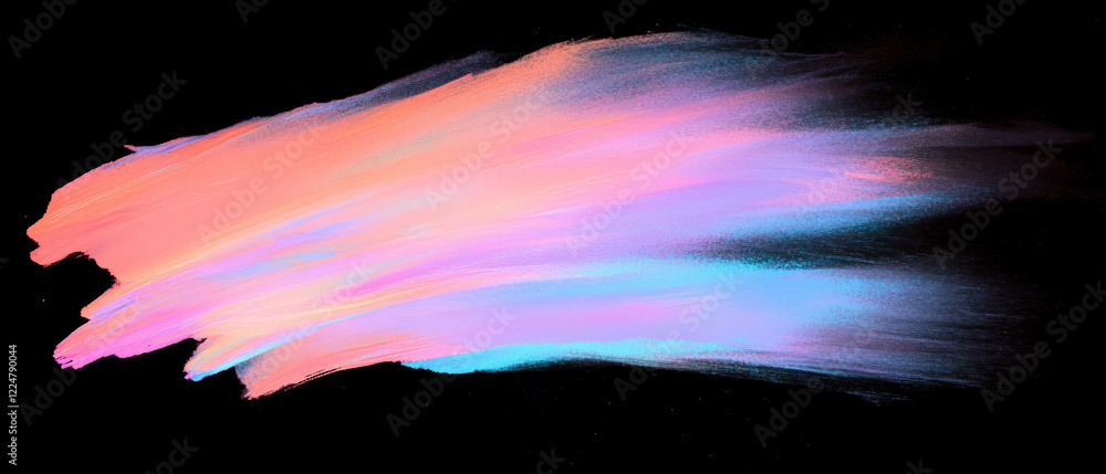 Poster vibrant brushstroke texture overlay with smooth gradient hues on a black background