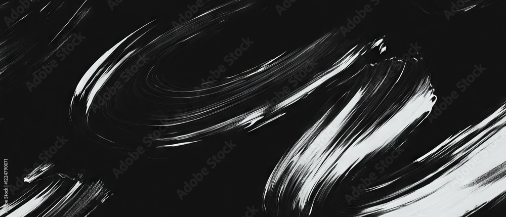 Poster brushstroke overlay texture with broad strokes on black background