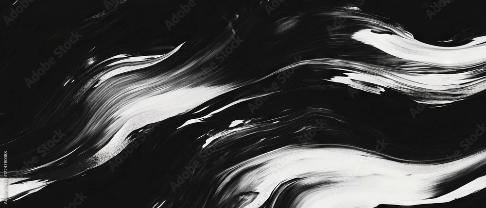 Poster impasto brushstrokes create dynamic texture against a deep black background