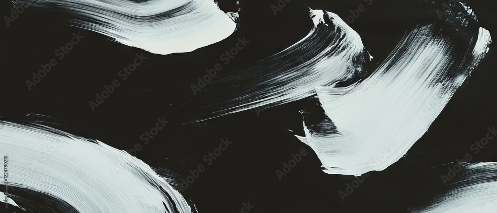 Poster dynamic brushstrokes creating a smooth, continuous pattern on a black background
