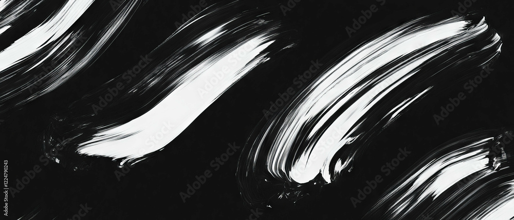 Aufkleber Brushstrokes on a black background create a continuous and dynamic texture pattern