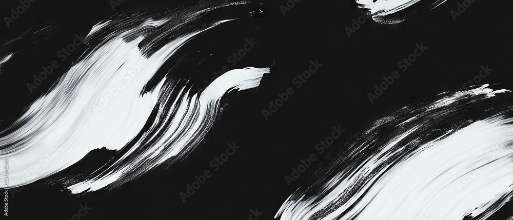 Poster brushstrokes overlay texture in monochrome design with classic appearance on black background