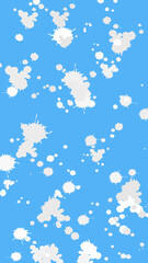 White paint splatters on a bright blue background, abstract artistic pattern