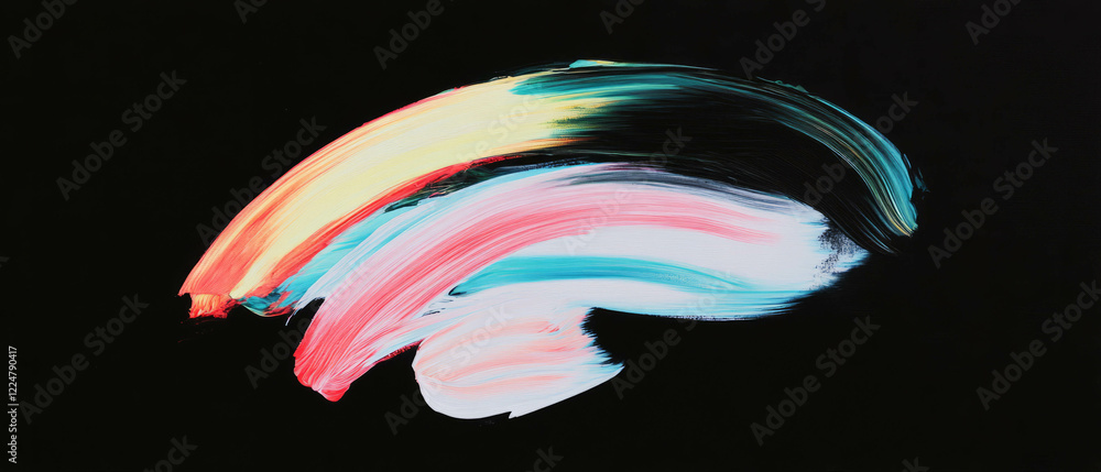 Poster vibrant brushstrokes create a textured visual experience on dark background