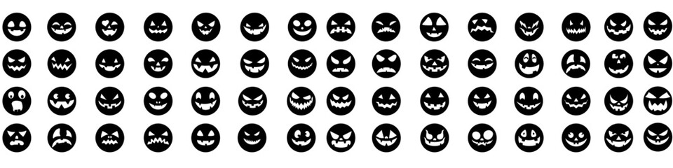 Halloween face icon vector. Scary face illustration sign. Funny Face symbol. Pumpkin face logo. © Denys