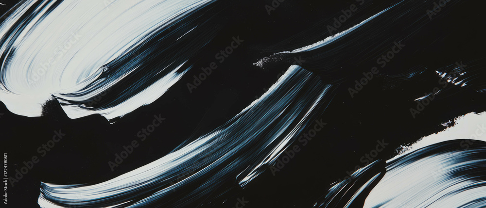 Poster dynamic brushstrokes create a textured and contrasting overlay against a black background