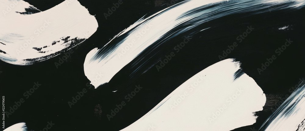 Poster Brushstroke overlay texture featuring short strokes on a black background for artistic expression