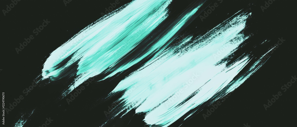 Poster Brushstrokes create a dynamic texture with splatter effects on a black background