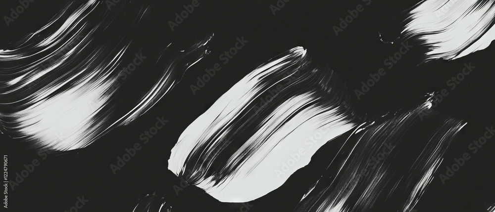 Poster Brushstroke texture overlay with dynamic patterns on a deep black background