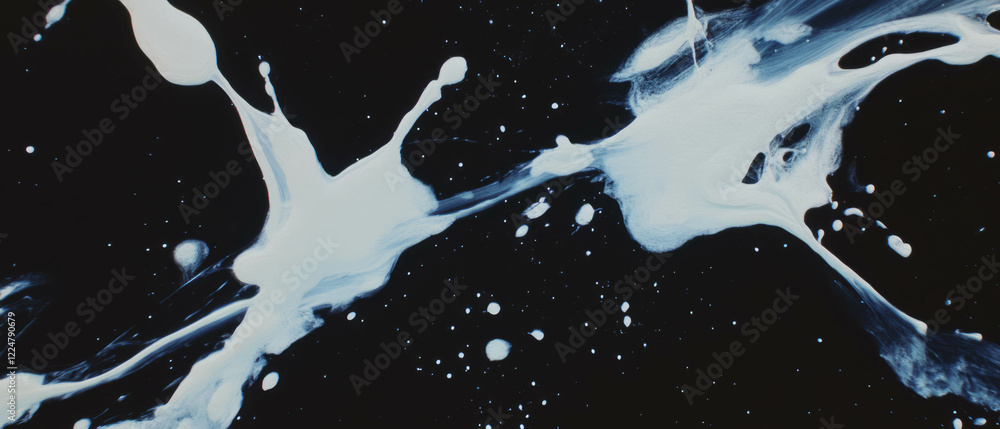 Poster Brushstrokes and splatter texture on a textured black background for creative design