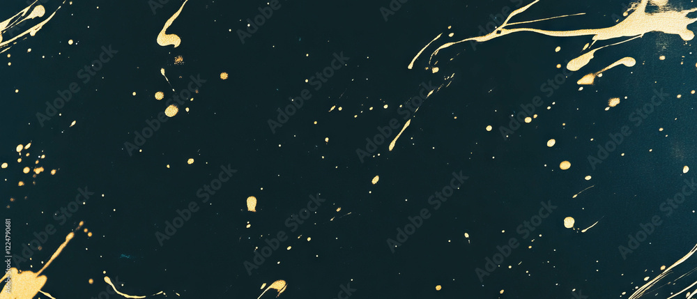 Poster Overlay texture of brushstrokes with splatter effect on a black background in random distribution