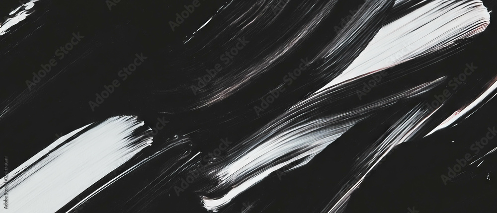 Poster textured brushstrokes create dynamic overlays against a black background
