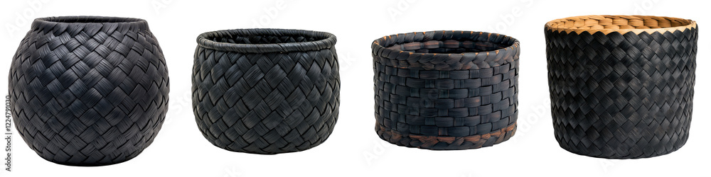 Poster assorted handwoven baskets in various shapes and textures a collection of artisanal woven baskets in