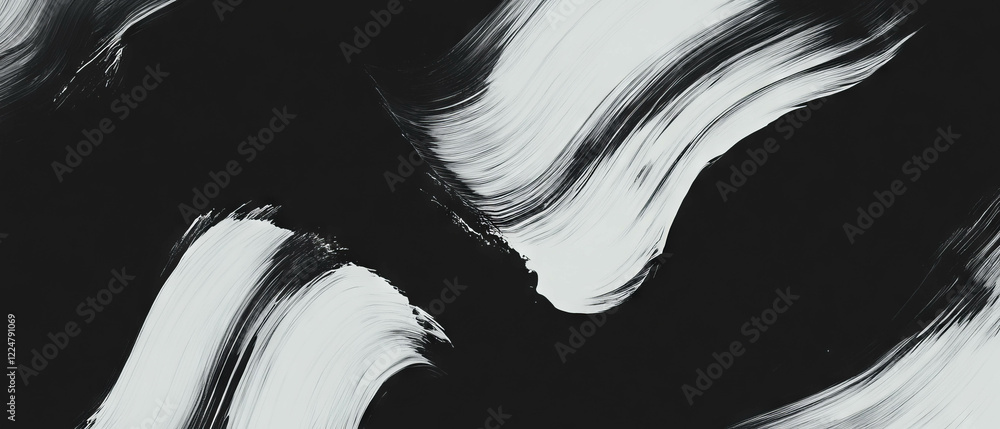 Poster brushstrokes on black background create a delicate texture for artistic expression
