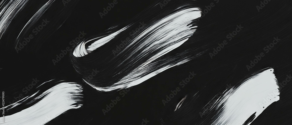 Poster Dynamic brushstroke overlay texture on black background showcasing varied styles and forms